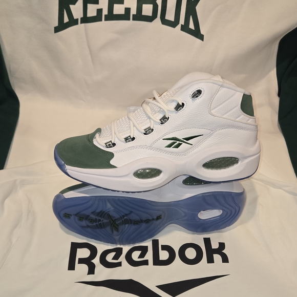 SOLD!! Mens Reebok Allen Iverson Question Mid Pine Green/White - Picture 6 of 10